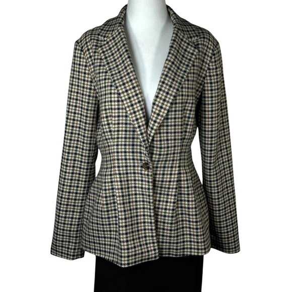 Who What Wear Womens Jacket Coat Sz M Houndstooth Single Breasted Tailored Fit - Picture 1 of 9